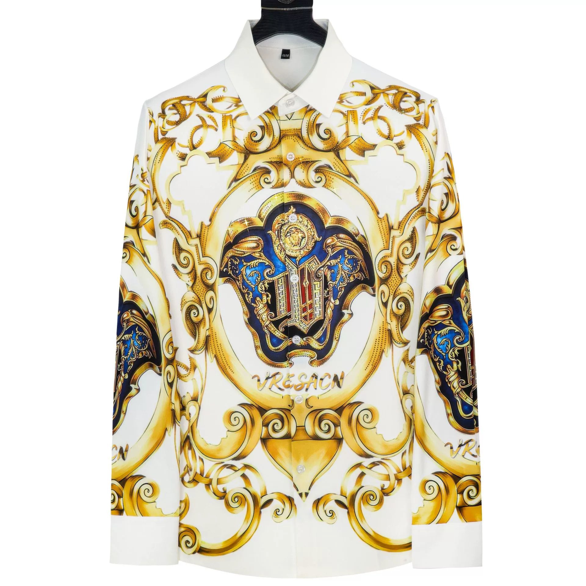 Premium European Royal Rhinestone Digital Print Long Sleeve Shirt view 5