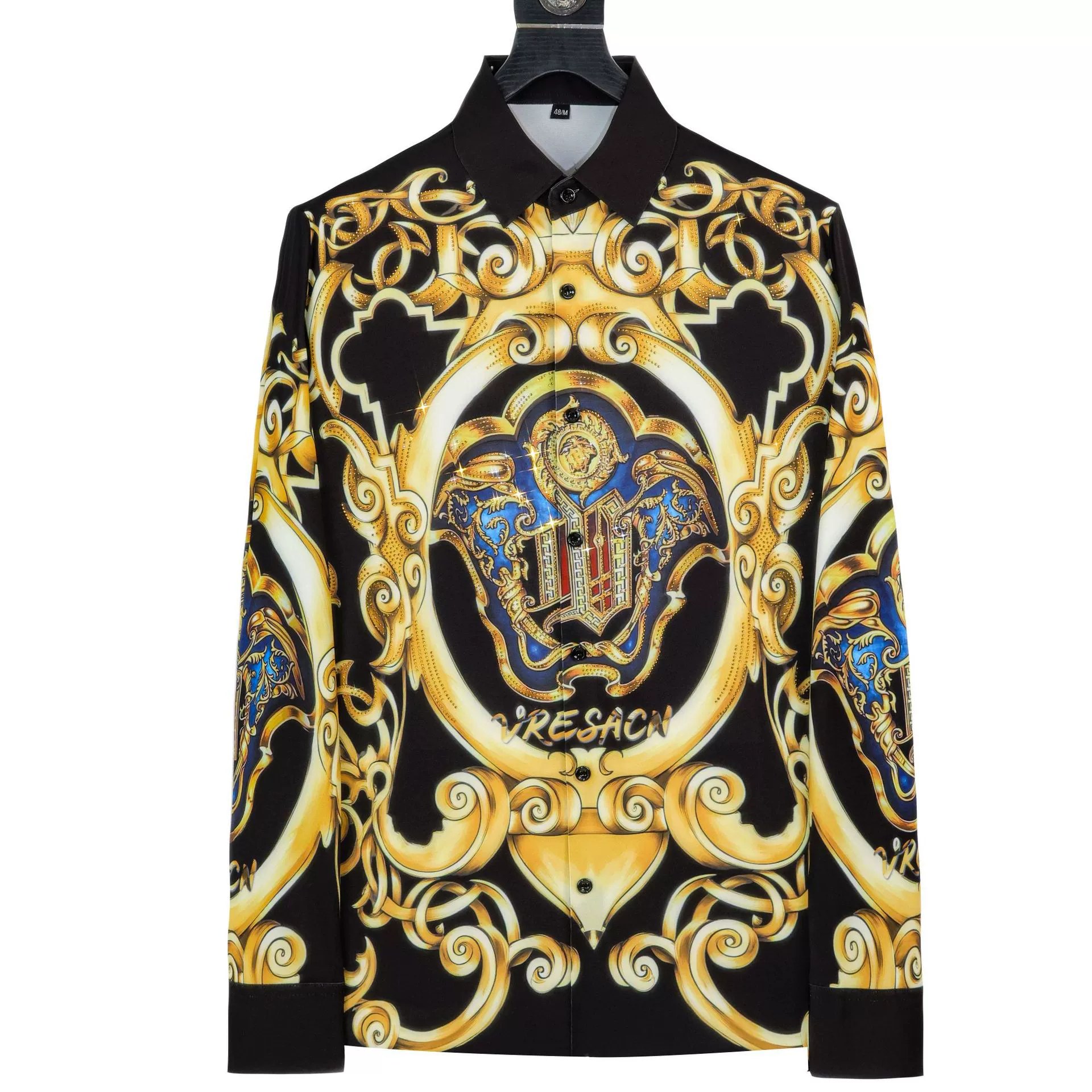 Premium European Royal Rhinestone Digital Print Long Sleeve Shirt view 7