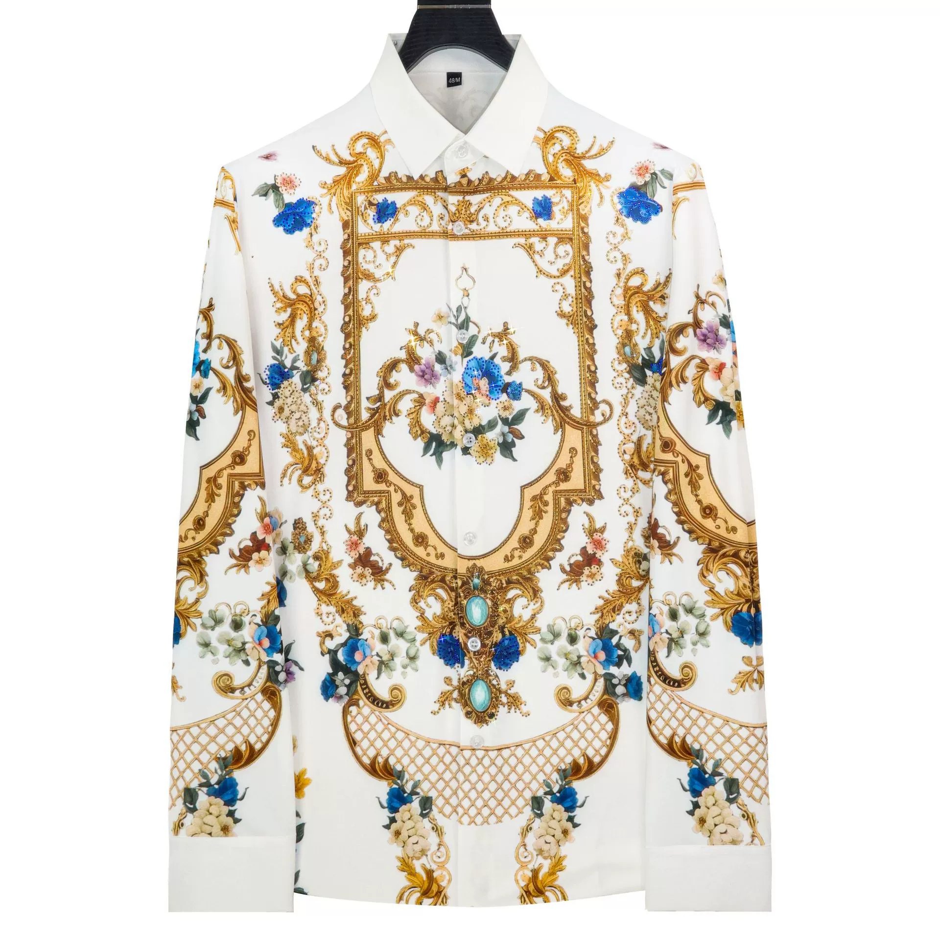 Premium Golden Shield Rhinestone Digital Print Shirt view 5