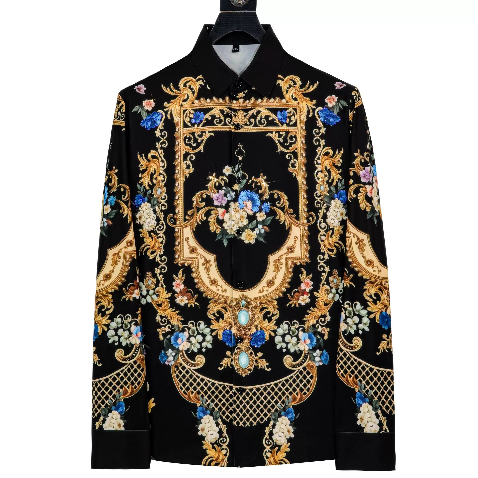 Premium Golden Shield Rhinestone Digital Print Shirt view 7