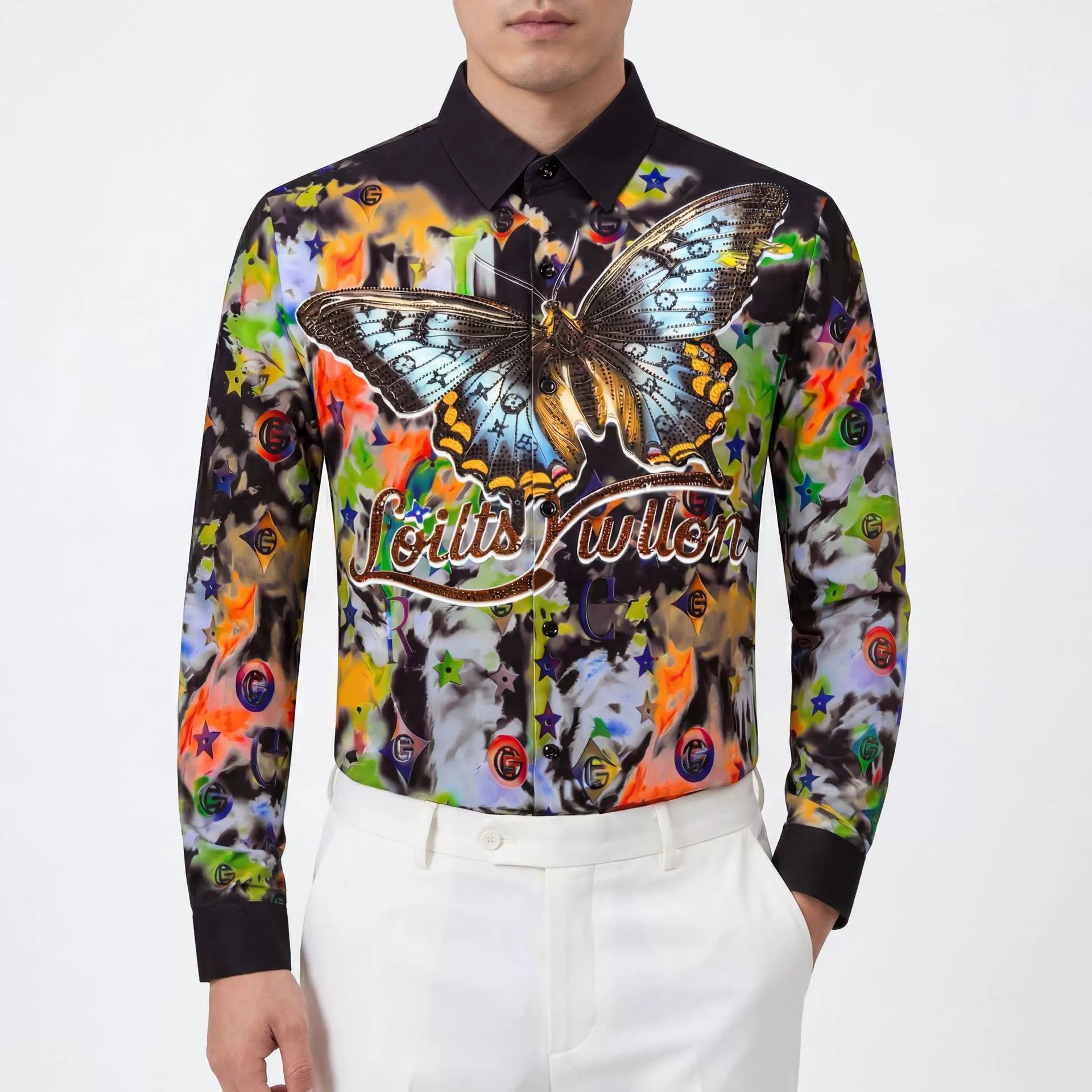 Premium Butterfly Rhinestone Digital Print Shirt view 2