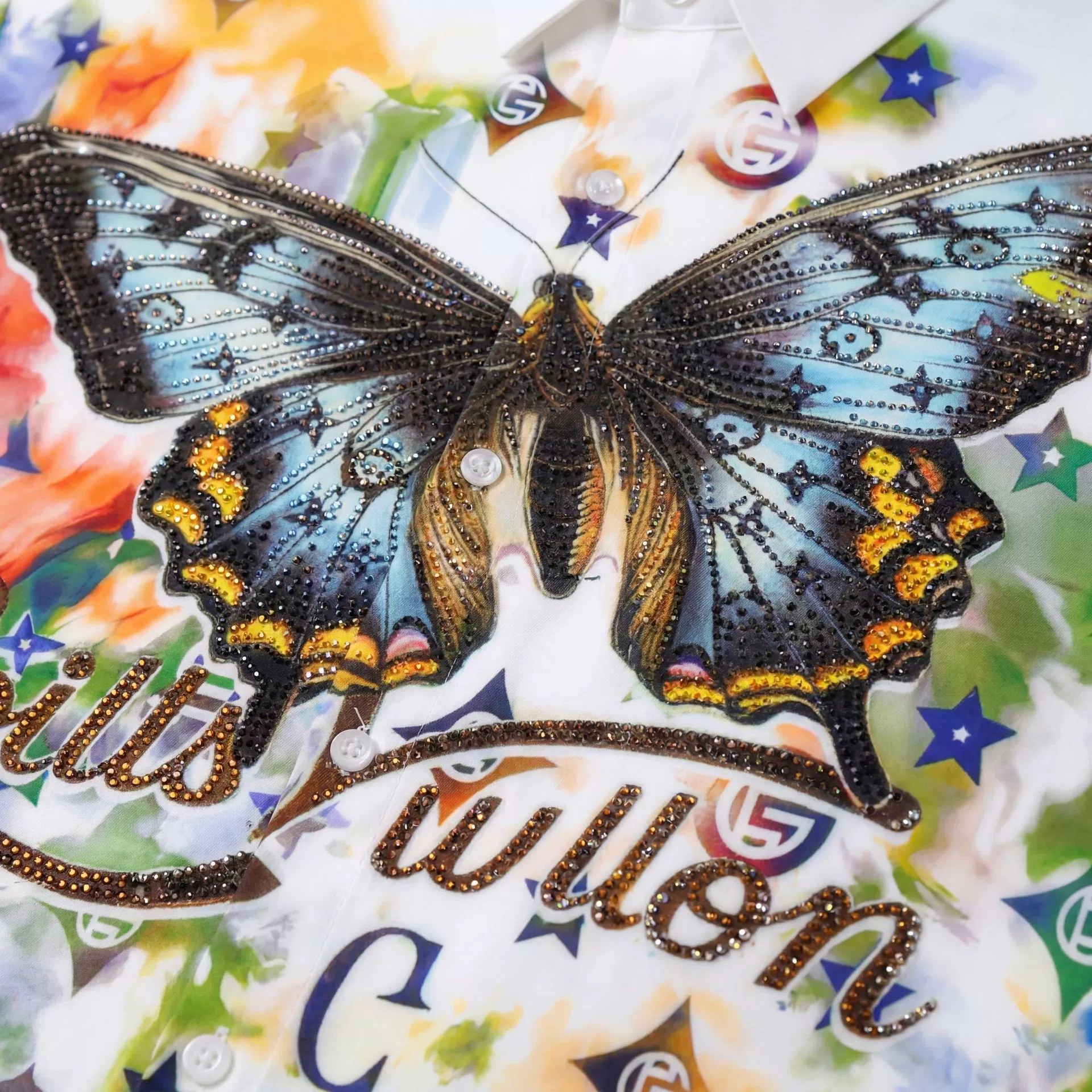 Premium Butterfly Rhinestone Digital Print Shirt view 3