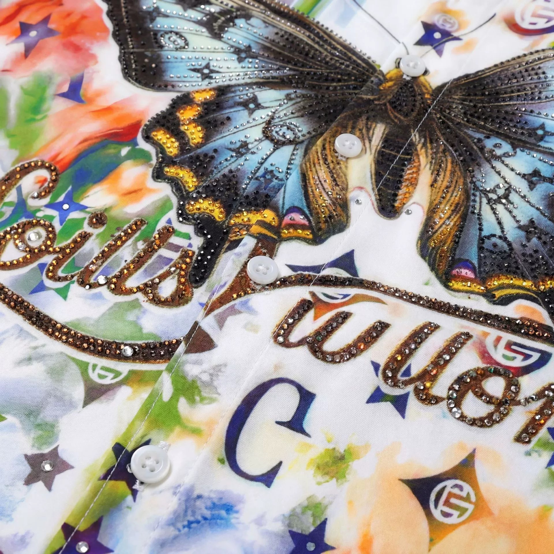 Premium Butterfly Rhinestone Digital Print Shirt view 4