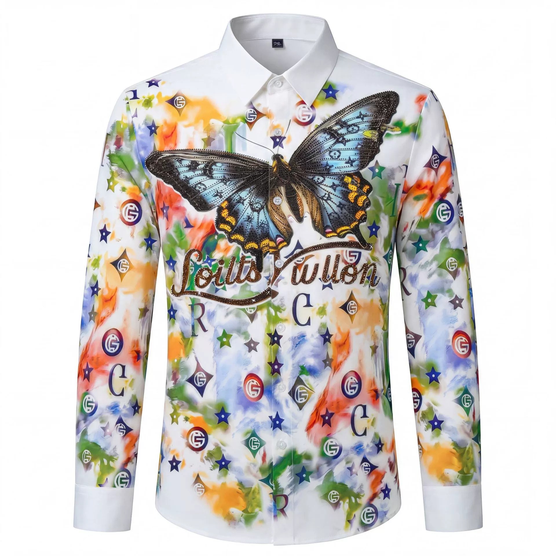 Premium Butterfly Rhinestone Digital Print Shirt view 5