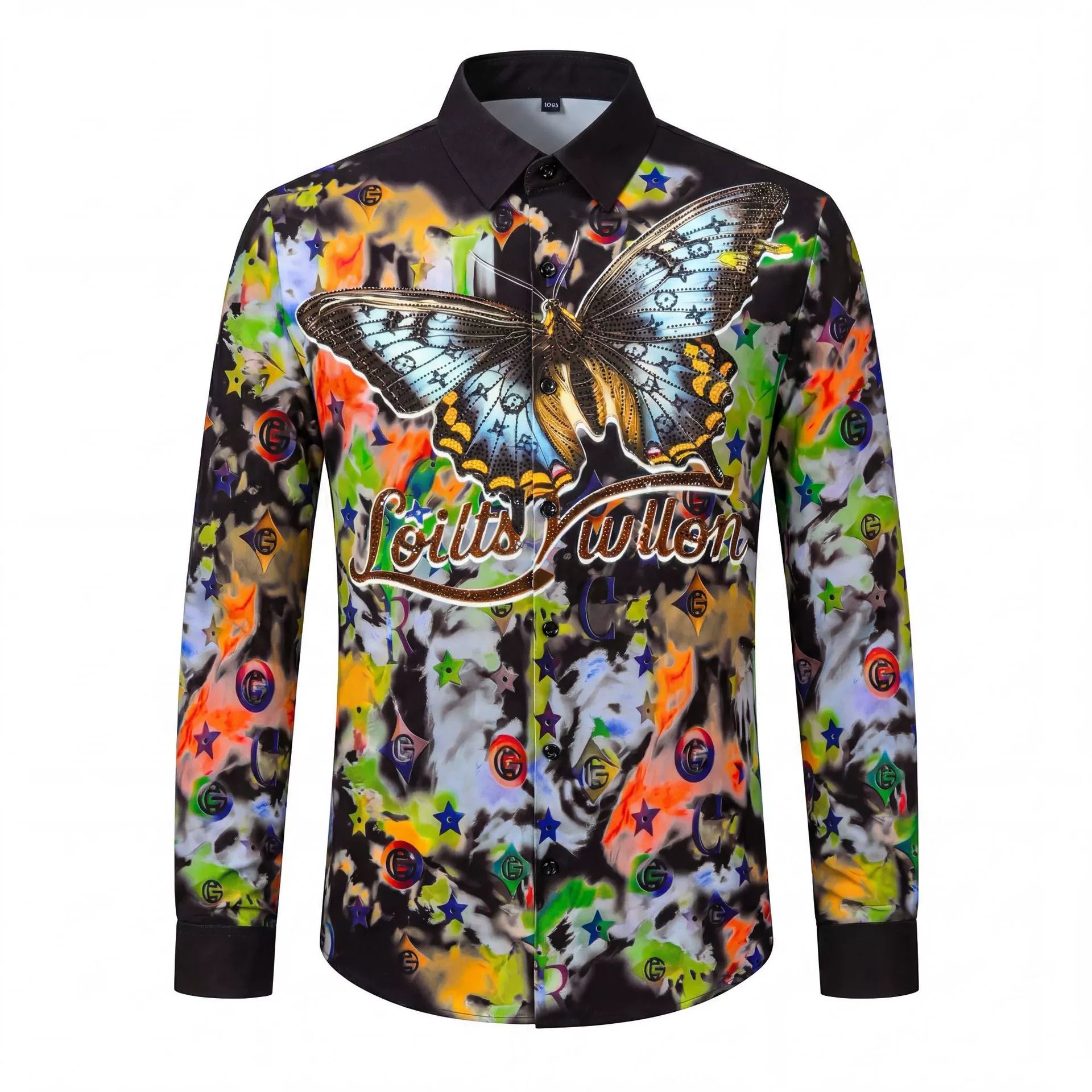 Premium Butterfly Rhinestone Digital Print Shirt view 7