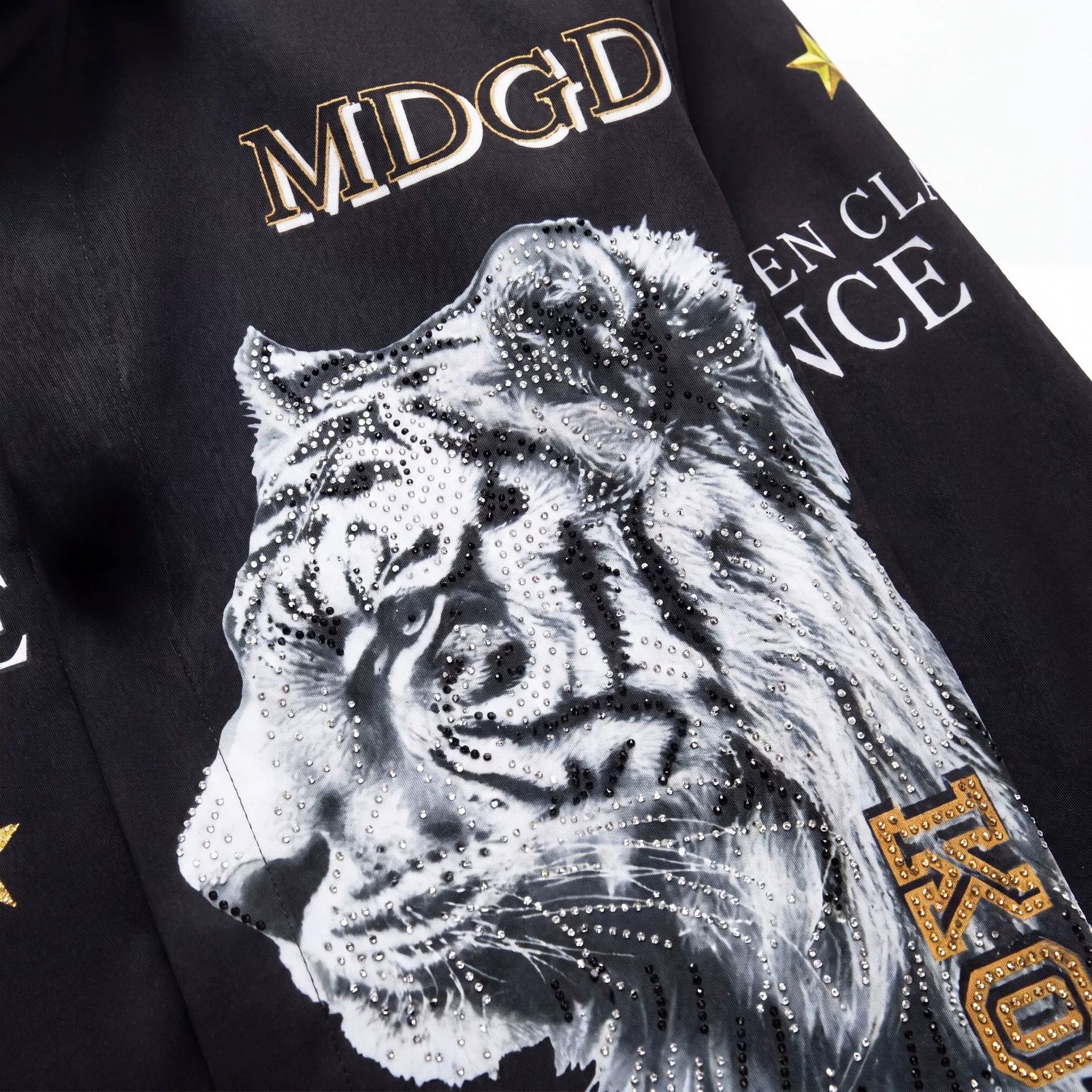 Premium Tiger Letter Rhinestone Digital Print Long Sleeve Shirt view 4