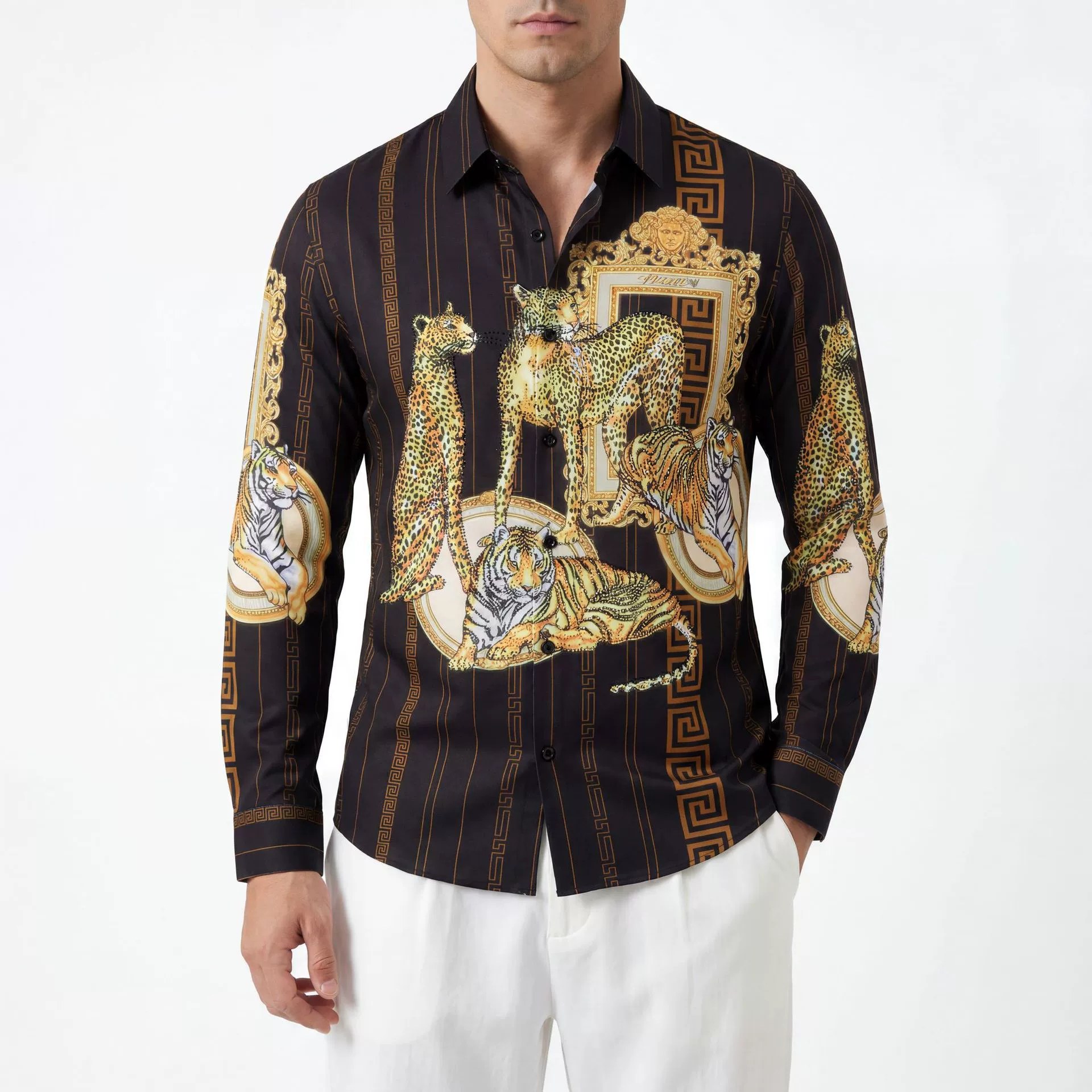Premium Golden Beast Rhinestone Digital Print Shirt view 2