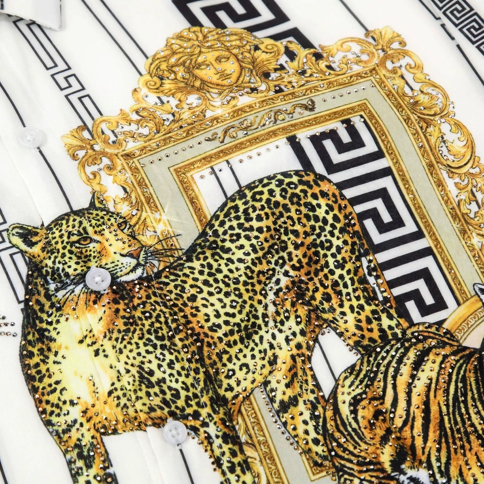 Premium Golden Beast Rhinestone Digital Print Shirt view 3