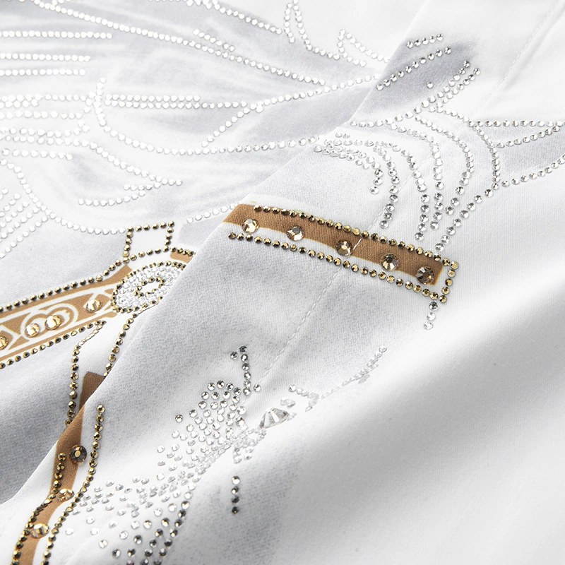 Streetwear Slim Fit Printed Rhinestone Long Sleeve Shirt view 3