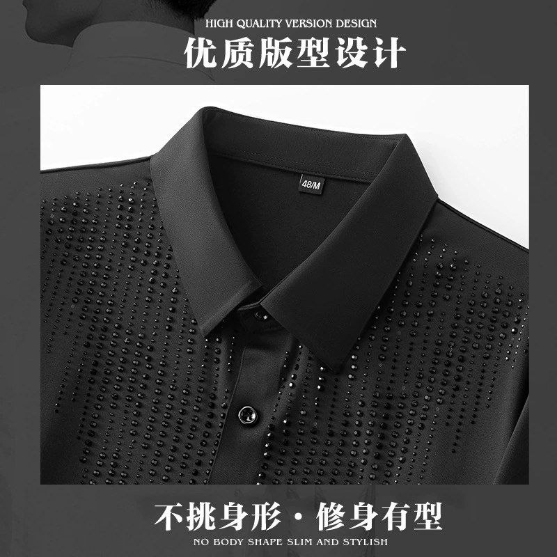 Premium Rhinestone Wrinkle Resistant Long Sleeve Shirt view 4