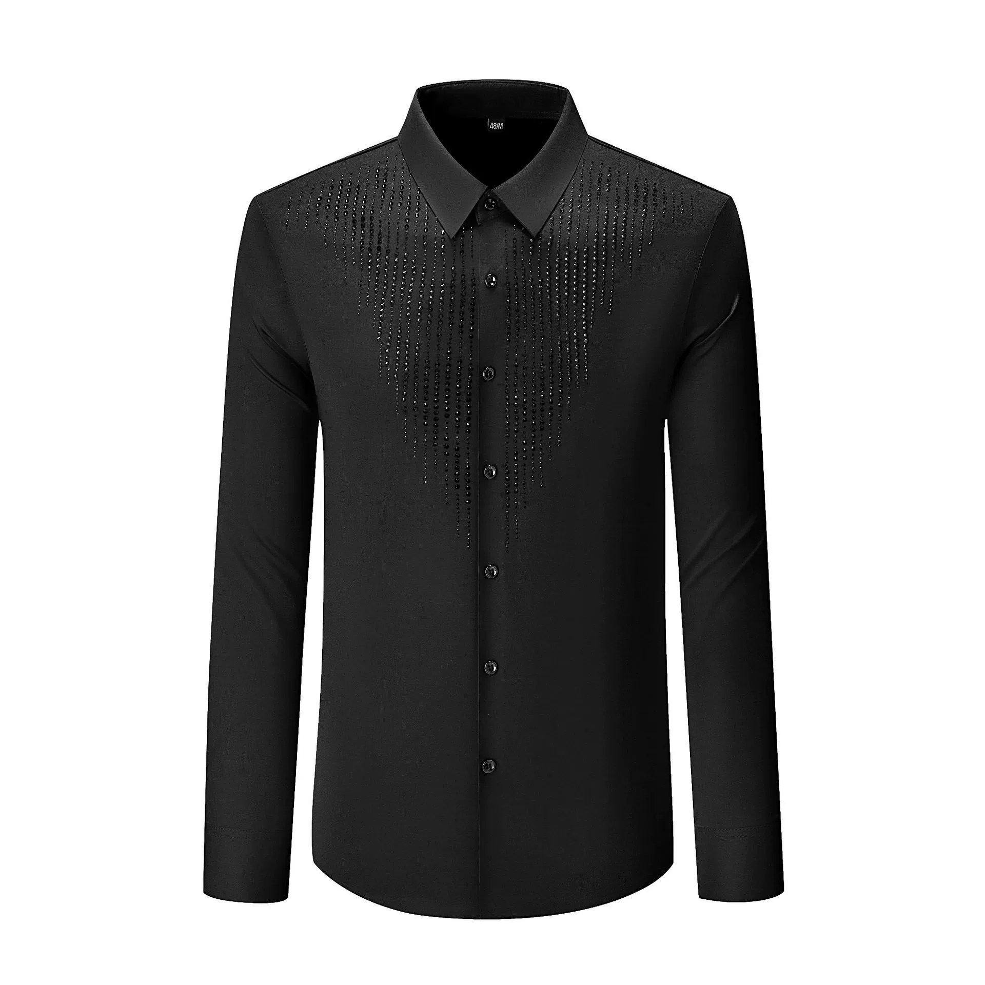 Premium Rhinestone Wrinkle Resistant Long Sleeve Shirt view 5