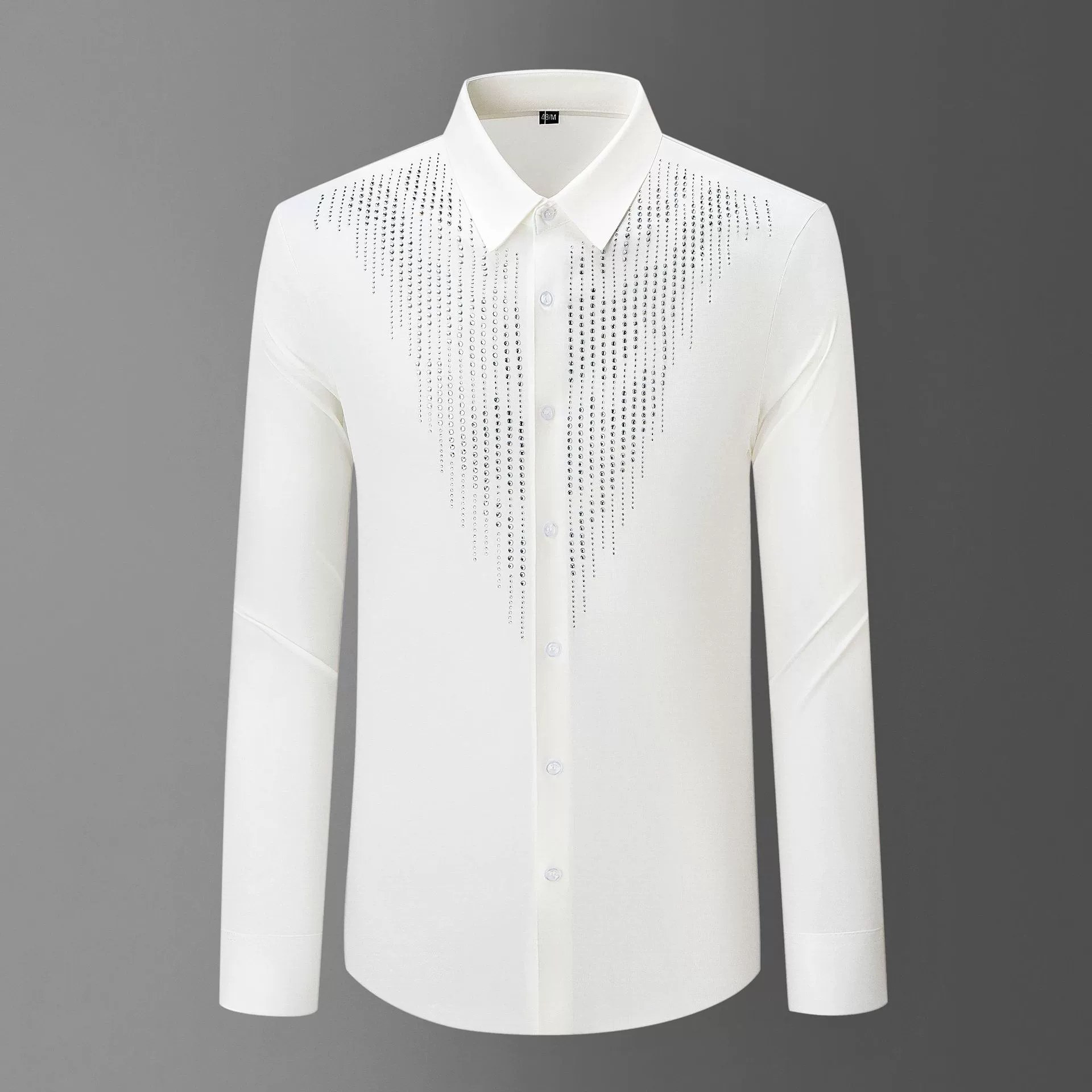 Premium Rhinestone Wrinkle Resistant Long Sleeve Shirt view 6