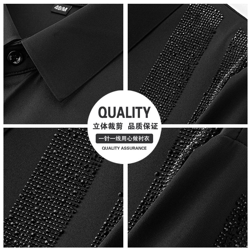 Premium Rhinestone Wrinkle Resistant Long Sleeve Shirt view 3