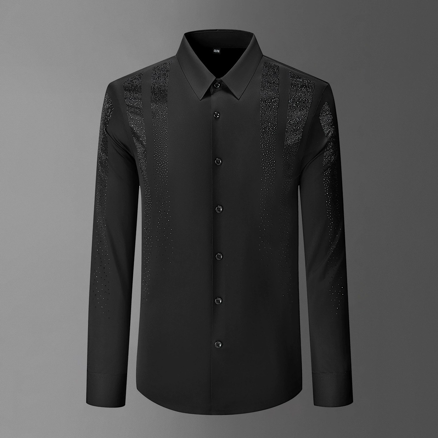Premium Rhinestone Wrinkle Resistant Long Sleeve Shirt view 7