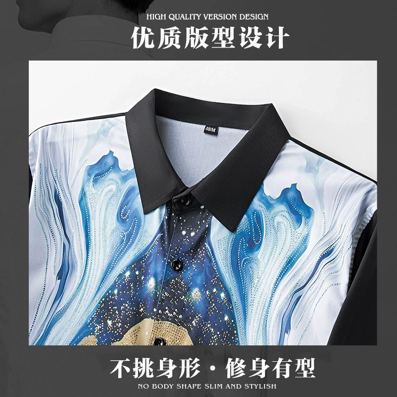 Premium Rhinestone Digital Print Long Sleeve Shirt view 4
