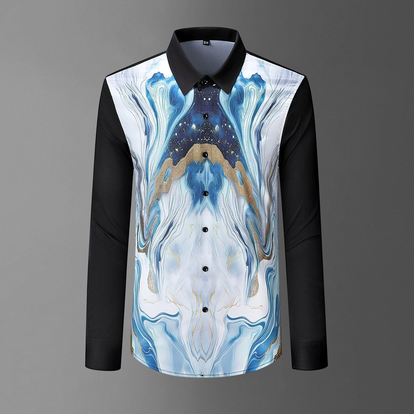 Premium Rhinestone Digital Print Long Sleeve Shirt view 7