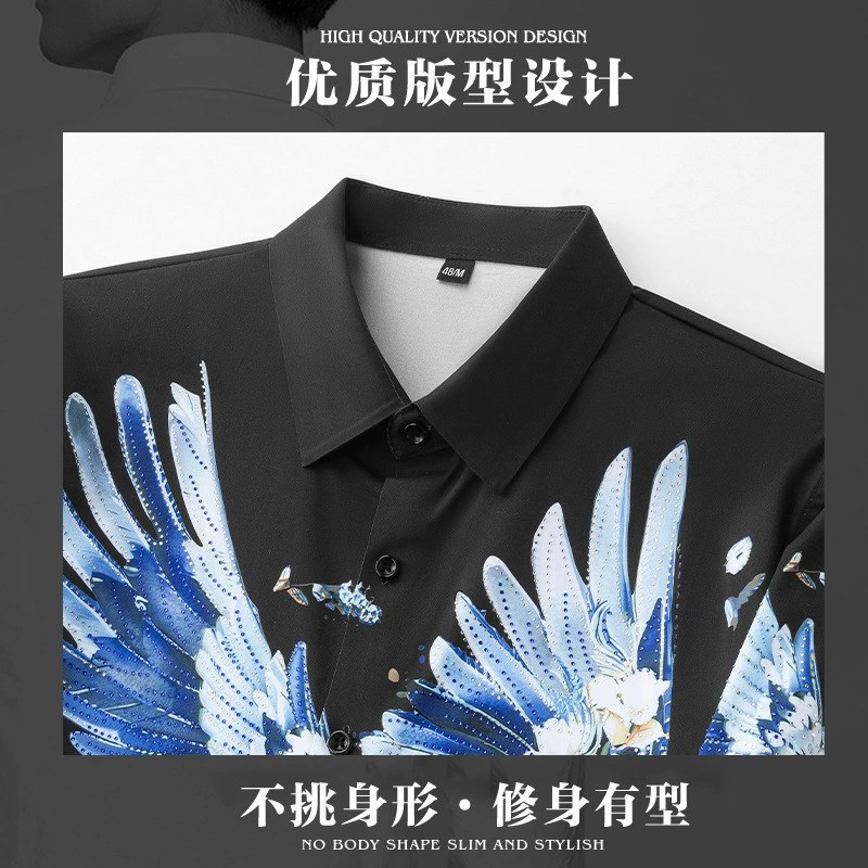 Premium Rhinestone 3D Digital Print Loose Long Sleeve Shirt view 4