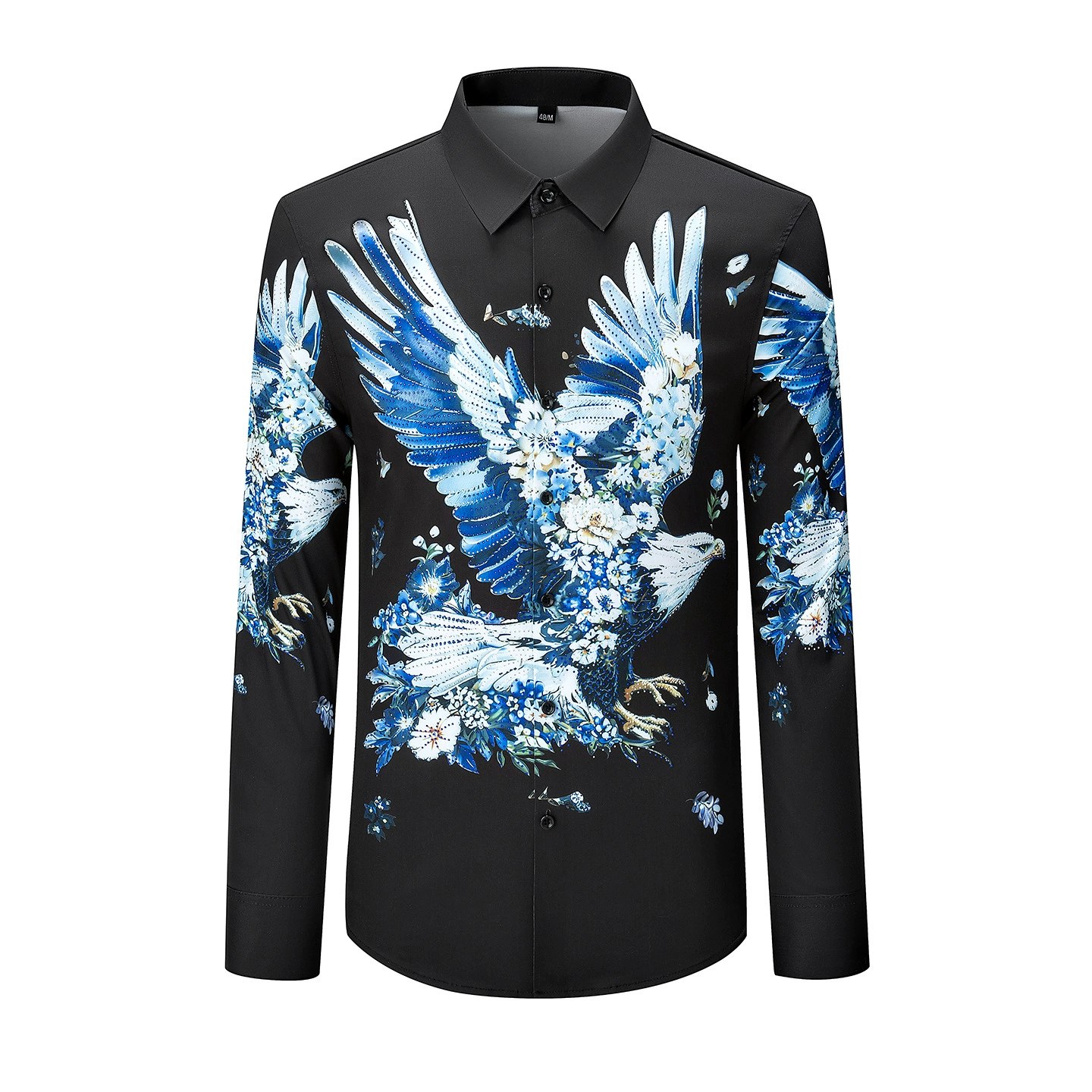 Premium Rhinestone 3D Digital Print Loose Long Sleeve Shirt view 5