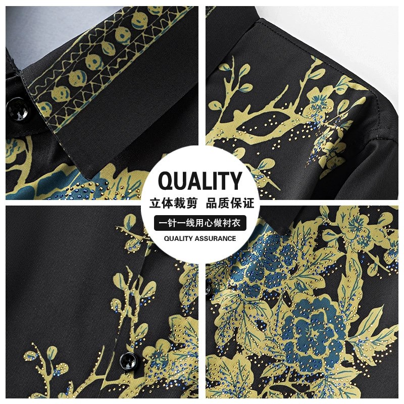 Premium Rhinestone Printed Loose Long Sleeve Shirt view 3